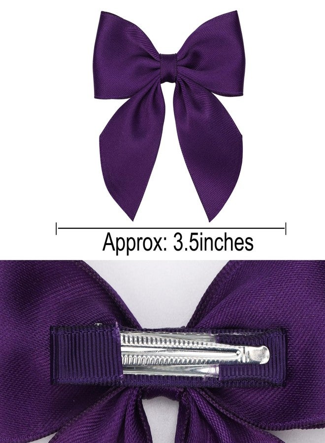 Zolyco 3.5 Inch Cheer Bow Clips for Women Girls Thick Ribbon Boutique Alligator Clips with Tails Hair Accessories for Older Kids Children Young Girls 2 Pcs (Deep Purple) - Image 4